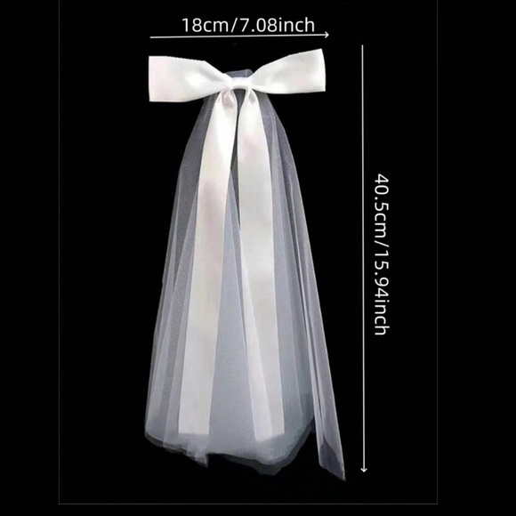 Minimalist beach boho bride wedding bow veil - Picture 4 of 4
